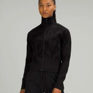 Lululemon End State Full Zip Jacket Texture Pattern Sz 4 Wool Blend Black
